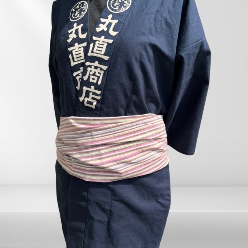 綿紬 巻き帯縞 小桜