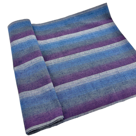 綿紬 巻き帯縞 紫陽花