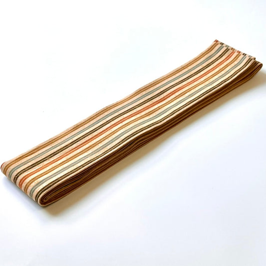 綿紬 角帯縞 黄葉