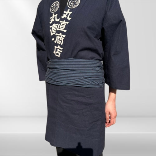 綿紬 巻き帯縞 雨だれ
