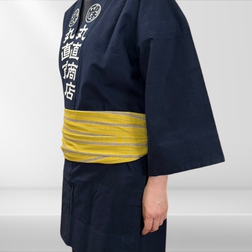 綿紬 巻き帯縞 菊日和