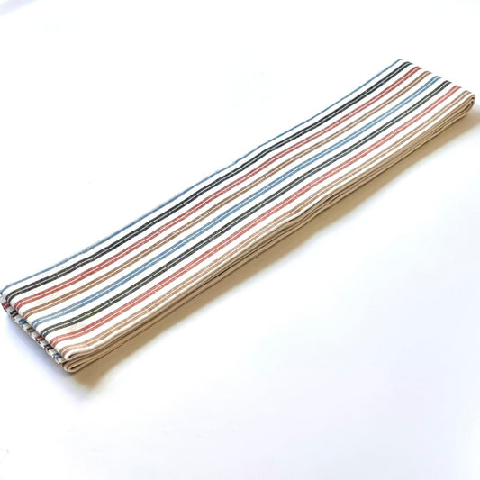 綿紬 角帯縞 初雪