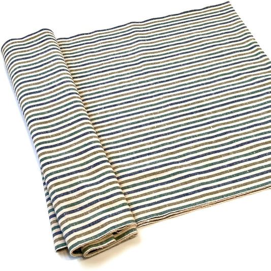 綿紬 巻き帯縞 若葉