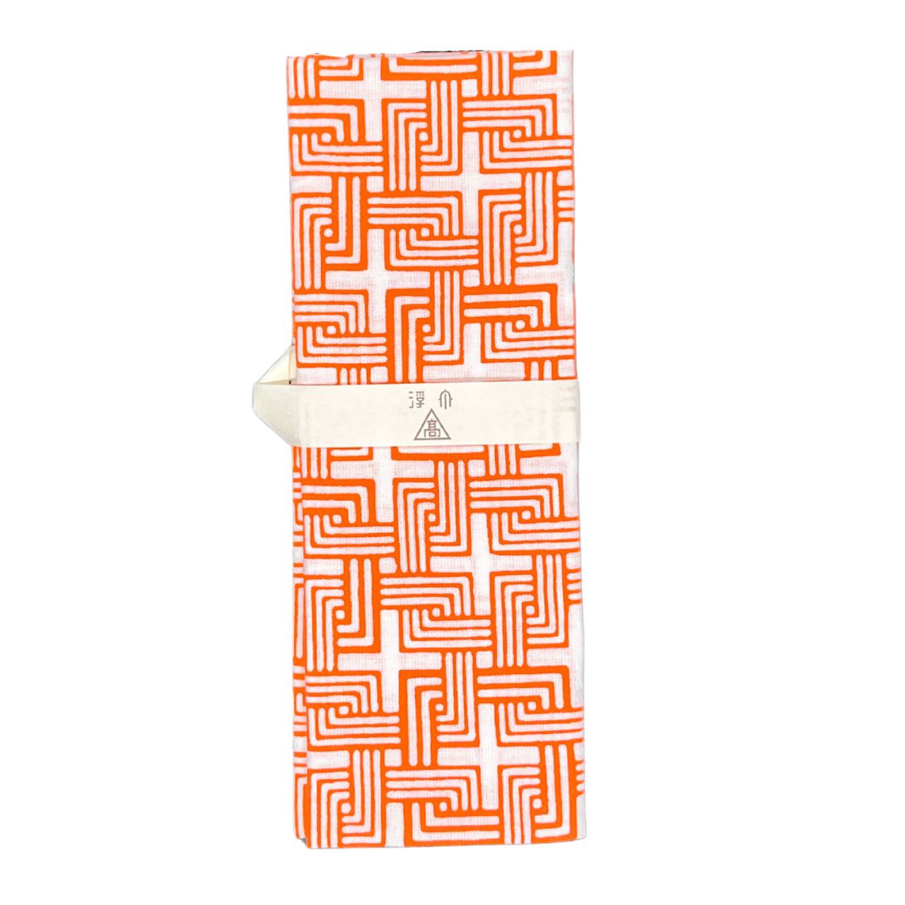 高虎　手ぬぐい　六弥太格子 オレンジ