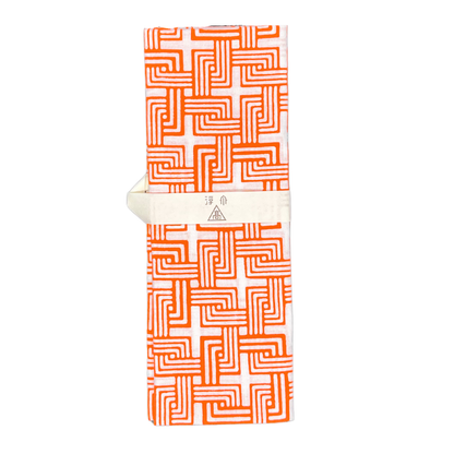 高虎　手ぬぐい　六弥太格子 オレンジ