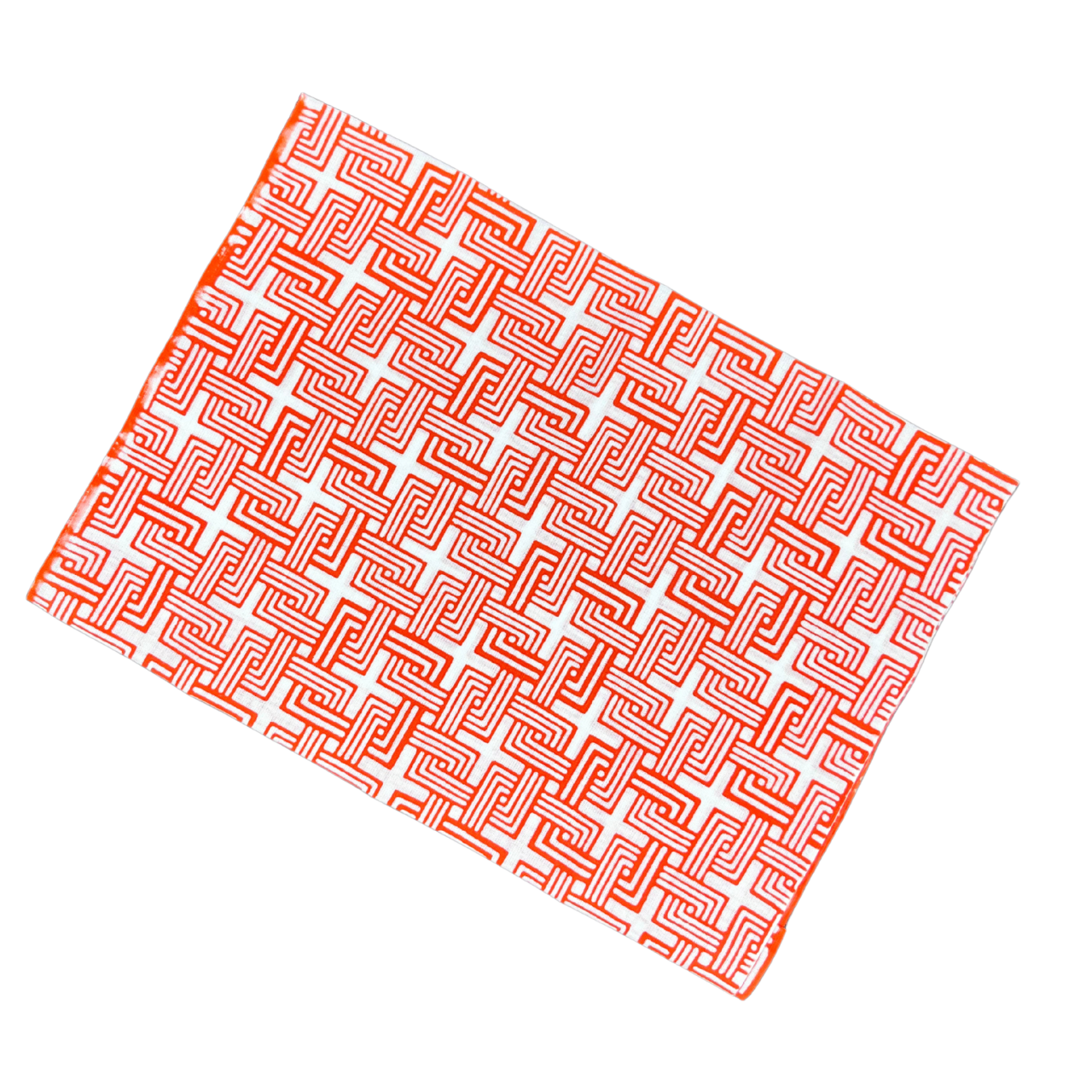 高虎　手ぬぐい　六弥太格子 オレンジ