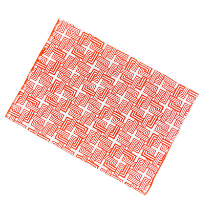 高虎　手ぬぐい　六弥太格子 オレンジ