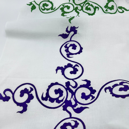 高虎　手ぬぐい　唐草　黄緑×紫　