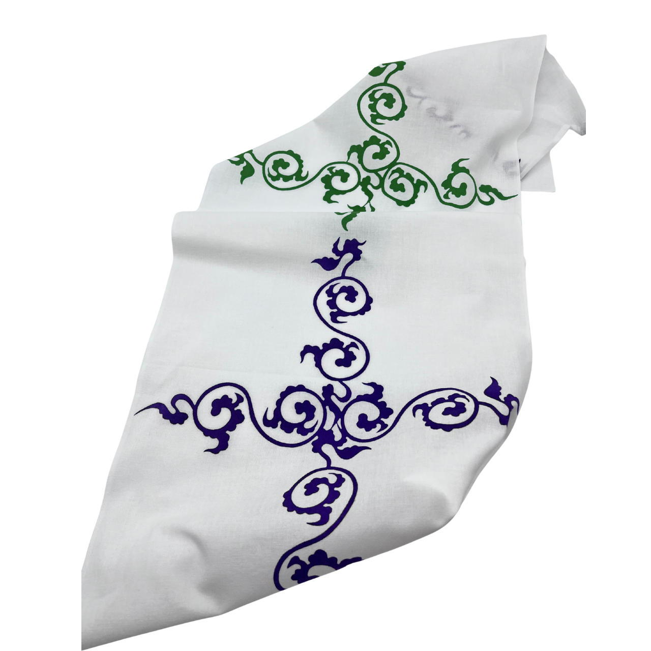 高虎　手ぬぐい　唐草　黄緑×紫　