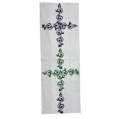 高虎　手ぬぐい　唐草　黄緑×紫　