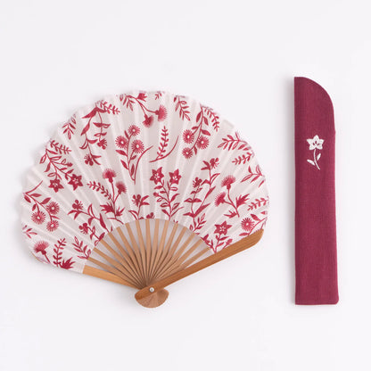 万月扇子セット　夏草更紗