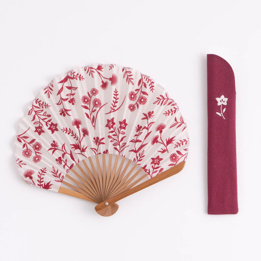万月扇子セット　夏草更紗